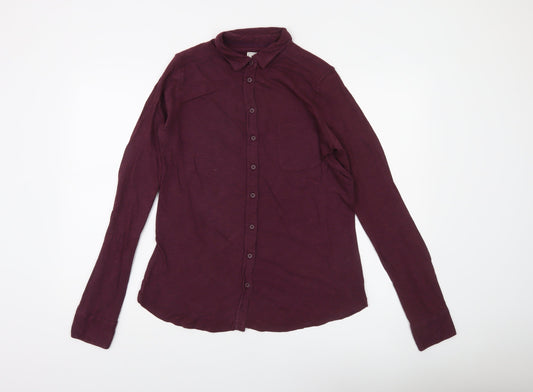 Fat Face Womens Purple Cotton Long Sleeve Button Up Shirt Size 10