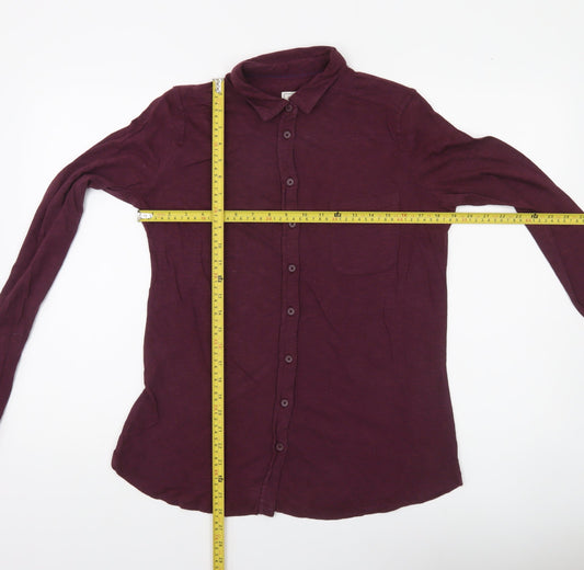Fat Face Womens Purple Cotton Long Sleeve Button Up Shirt Size 10