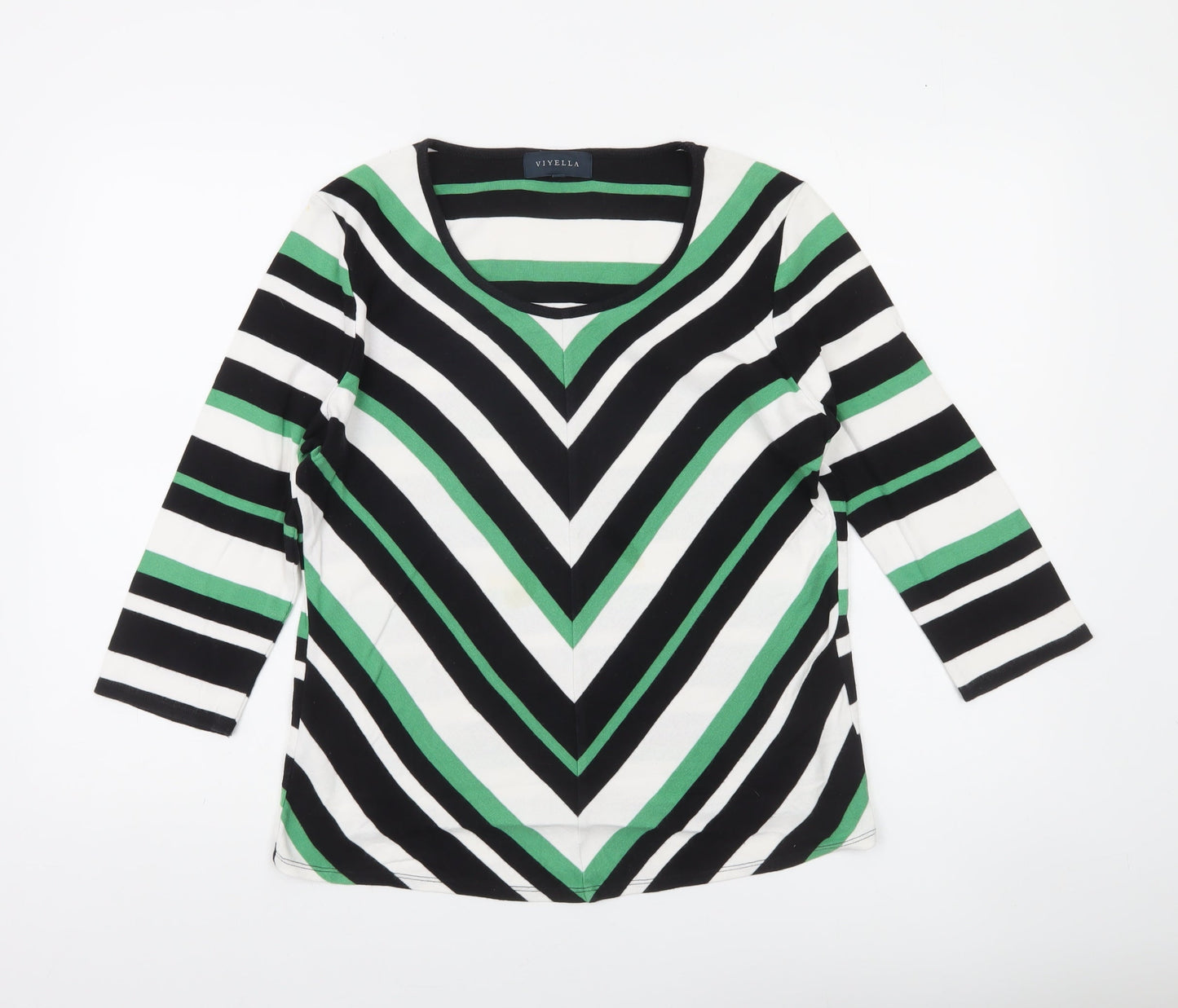 Viyella Women’s Multicoloured Stripe Cotton Jersey Top L