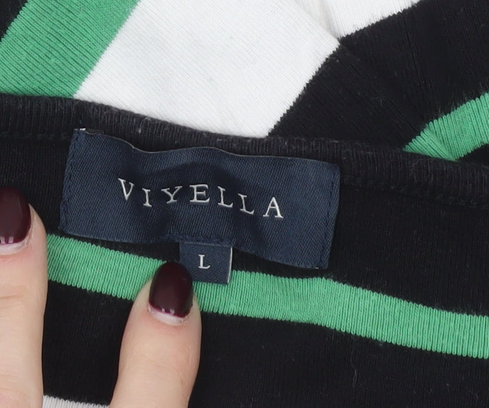 Viyella Women’s Multicoloured Stripe Cotton Jersey Top L