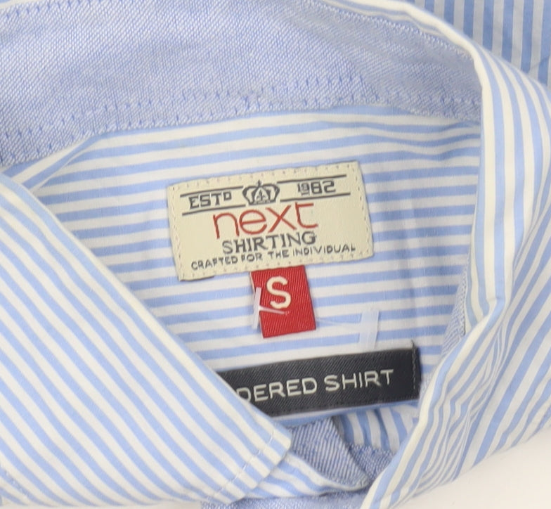 Next Men's Blue Striped Cotton Button-Up Shirt Small Regular Fit