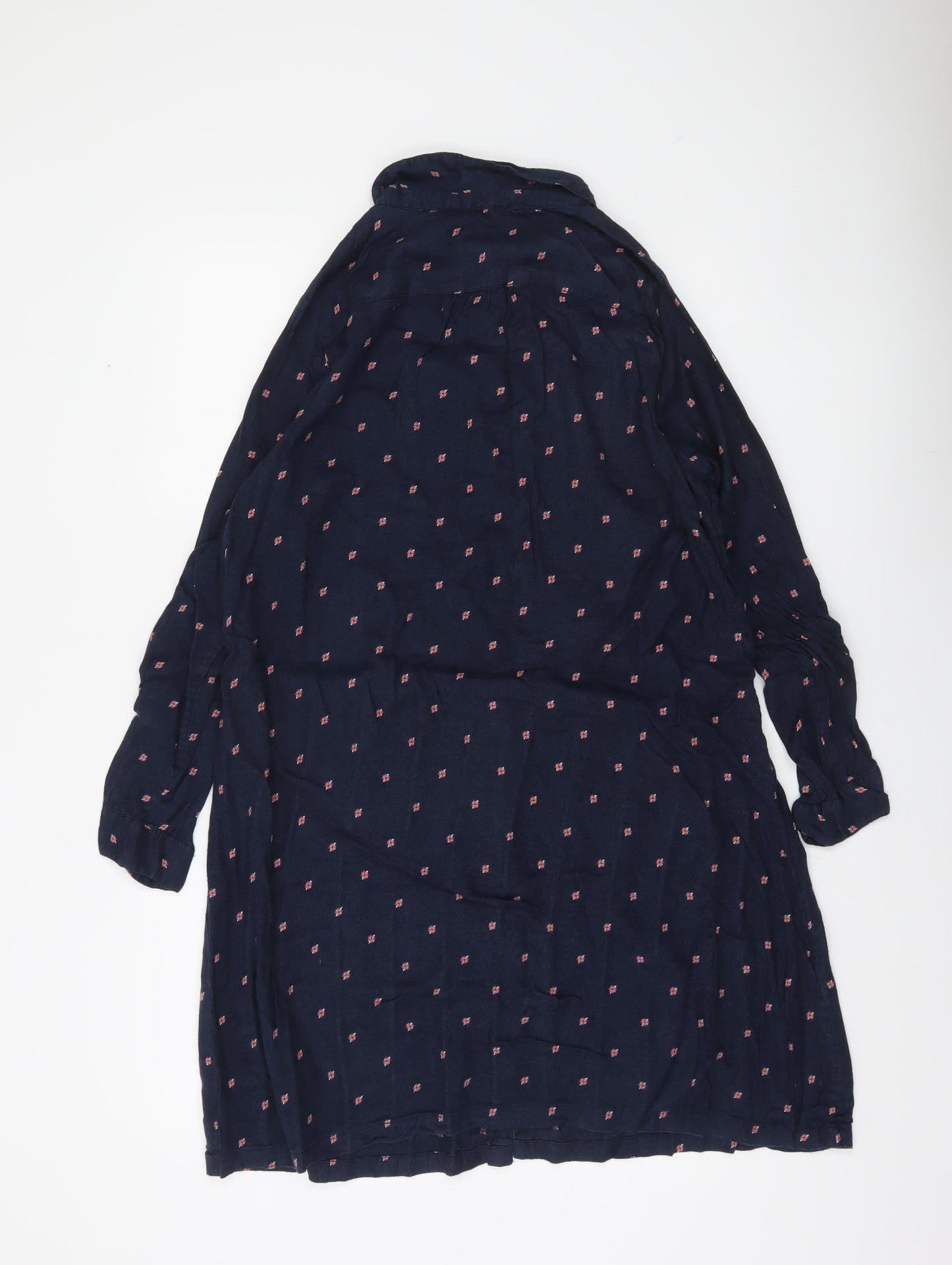 Fat Face Women's Blue Floral Collared 3/4 Sleeve Shirt Dress Size 12