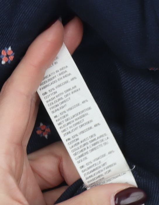 Fat Face Women's Blue Floral Collared 3/4 Sleeve Shirt Dress Size 12