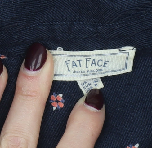 Fat Face Women's Blue Floral Collared 3/4 Sleeve Shirt Dress Size 12