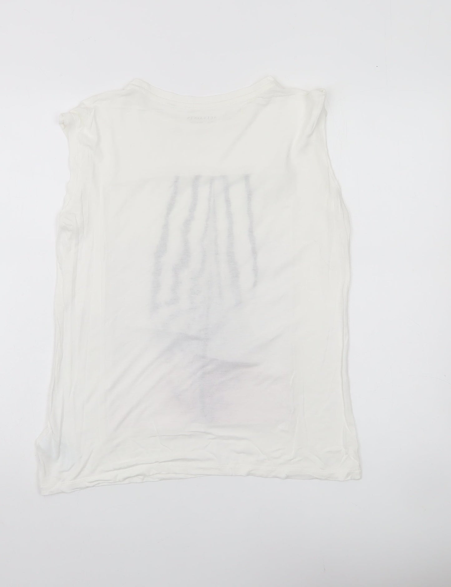 AllSaints Womens White Sleeveless Graphic Viscose T-Shirt Small