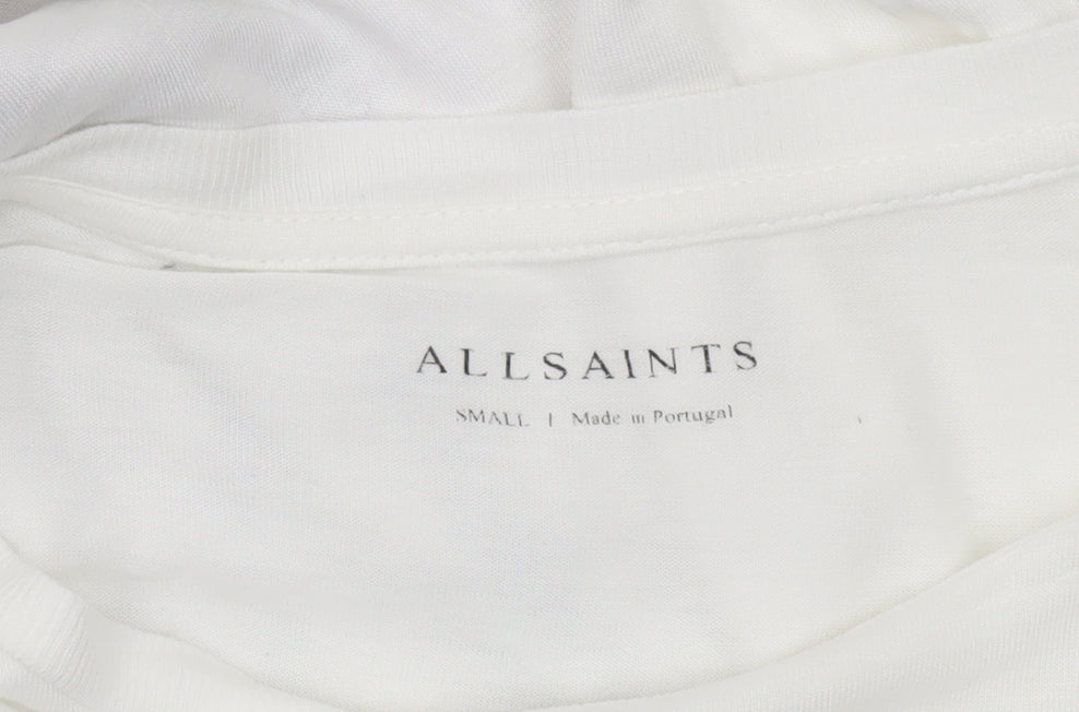 AllSaints Womens White Sleeveless Graphic Viscose T-Shirt Small