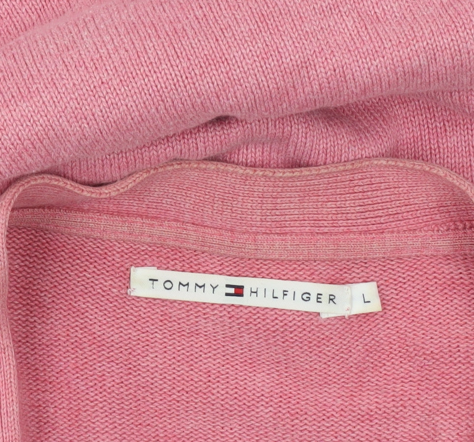 Womens UK L Regular Tommy Hilfiger Pink Cardigan Tight-Knit