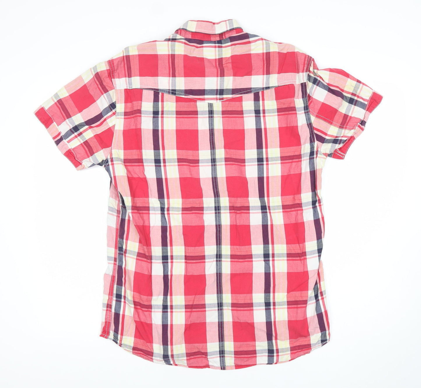 Jack & Jones Men’s Red Plaid Short Sleeve Button-Up Shirt XL