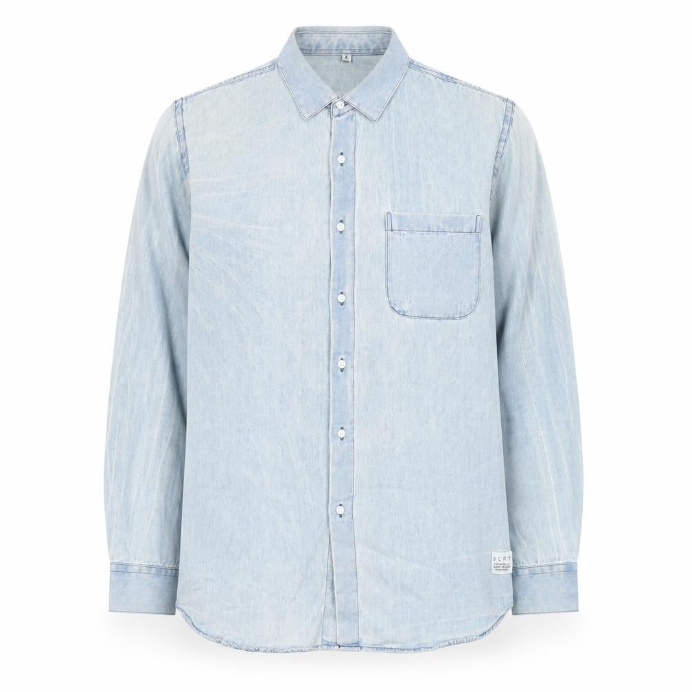 SCRT Women's Blue Denim Button-Up Shirt Long Sleeve M