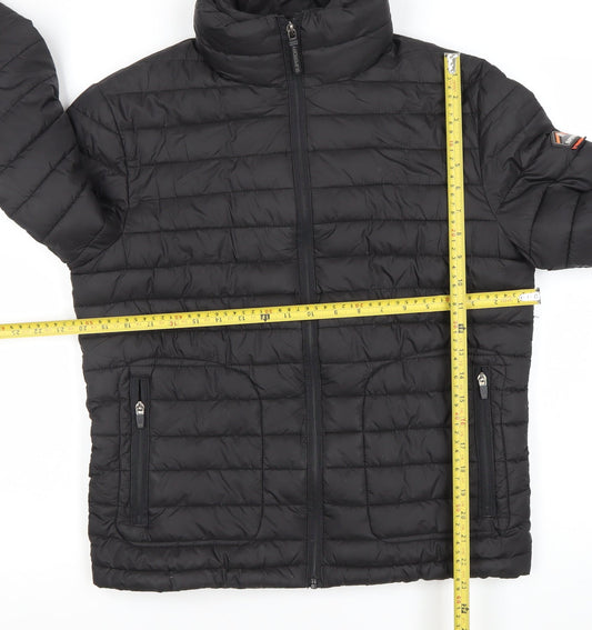 Superdry Men's Black Small Puffer Jacket Lightweight Quilted Winter Coat