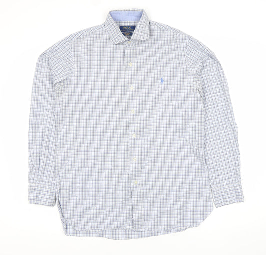 Polo Ralph Lauren Men's Blue Check Stretch Cotton Dress Shirt Size S
