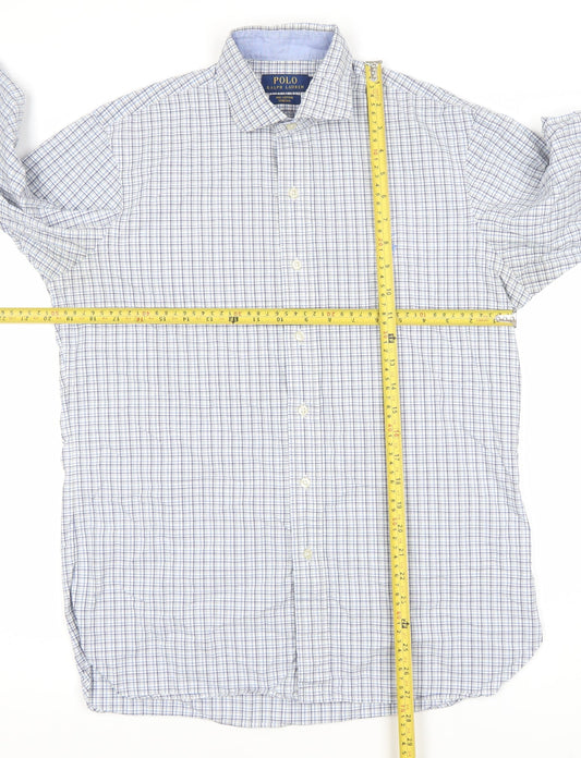 Polo Ralph Lauren Men's Blue Check Stretch Cotton Dress Shirt Size S