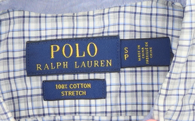 Polo Ralph Lauren Men's Blue Check Stretch Cotton Dress Shirt Size S