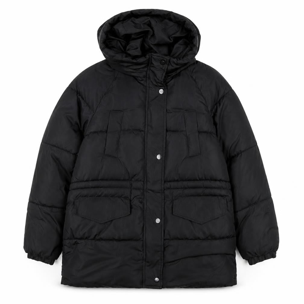 Joyone Fashion Womens Black Hooded Puffer Jacket M Winter Coat
