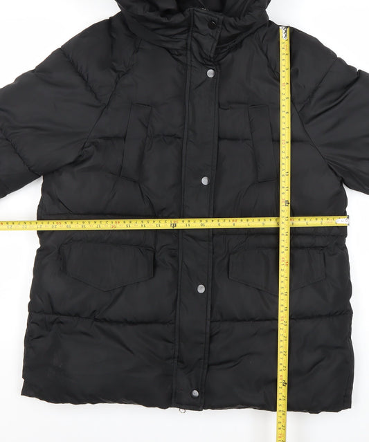 Joyone Fashion Womens Black Hooded Puffer Jacket M Winter Coat