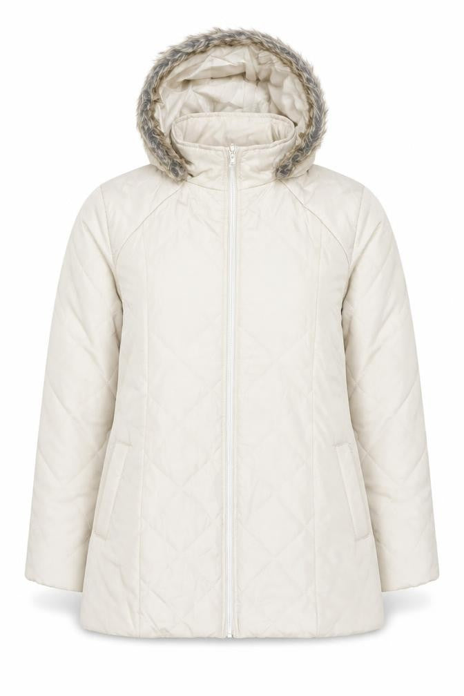 Anne de Lançay Women Beige Hooded Quilted Puffer Coat M