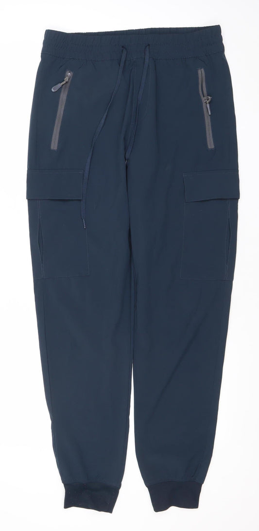 Libin Men's Blue Small Jogger Activewear Trousers Polyester Stretch