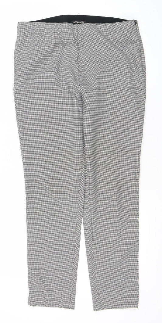 Splash Women’s Black Check Straight Leg Trousers Size 30 Comfortable Stretch Workwear