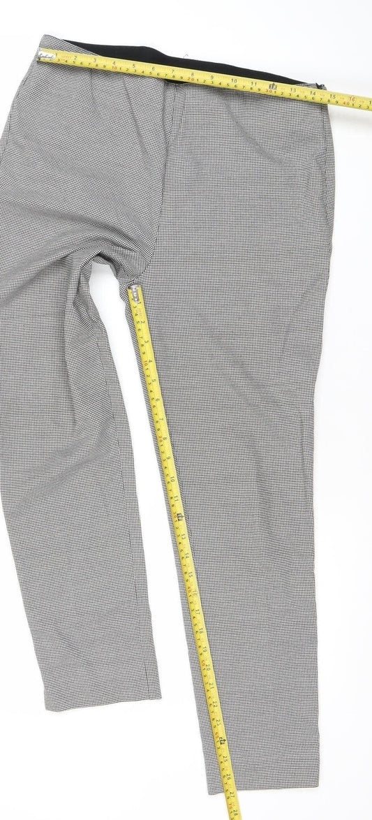 Splash Women’s Black Check Straight Leg Trousers Size 30 Comfortable Stretch Workwear