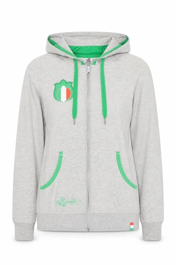 UEFA Euro 2012 Women's Grey Green Full Zip Hoodie Size S