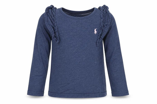 Ralph Lauren Girls Blue Long Sleeve Ruffle Logo T-Shirt 3 Years