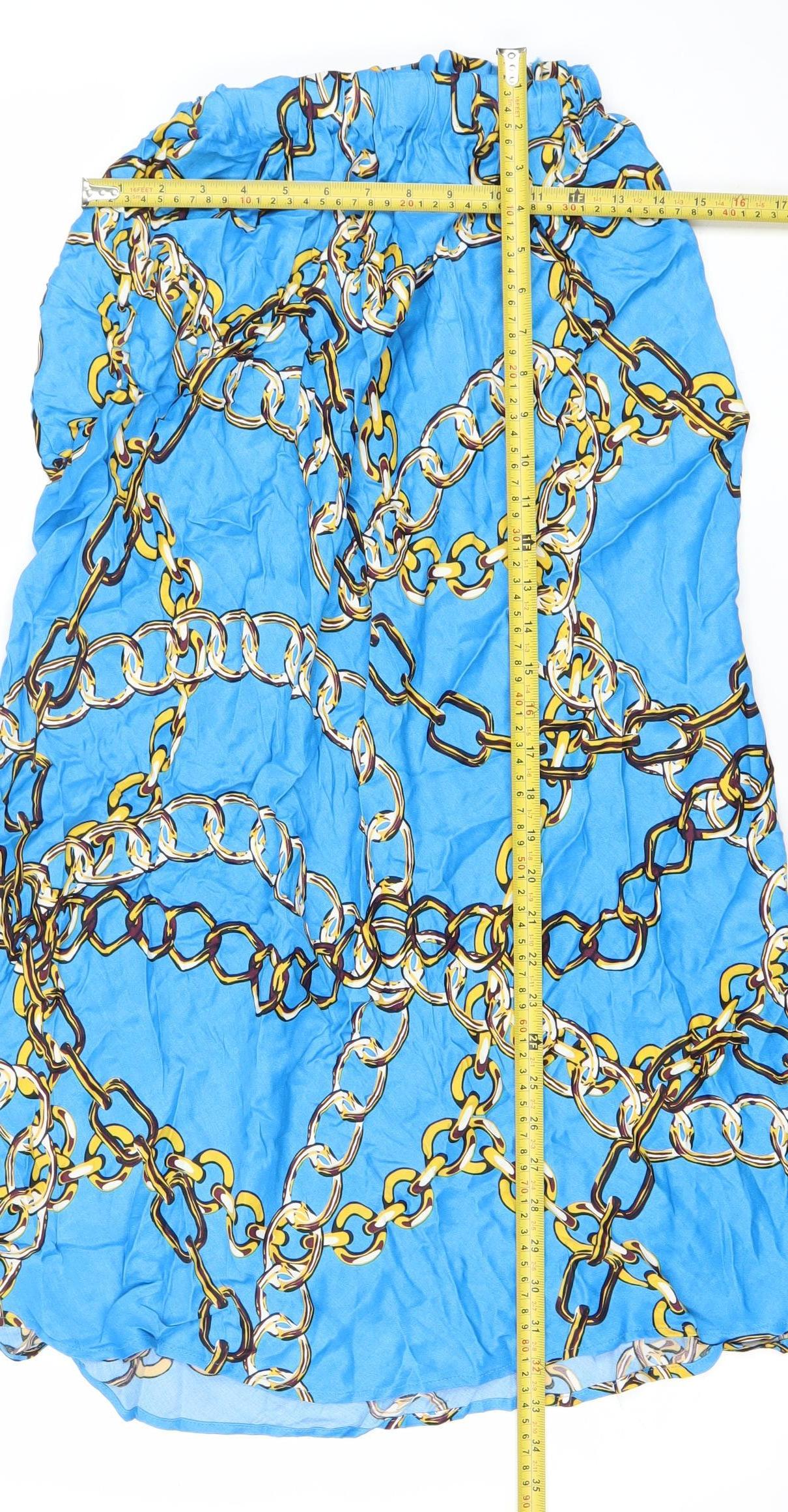 Dunnes Women’s Blue Chain Print A-Line Skirt Size 16 Viscose