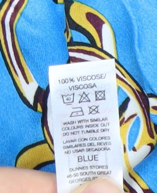 Dunnes Women’s Blue Chain Print A-Line Skirt Size 16 Viscose