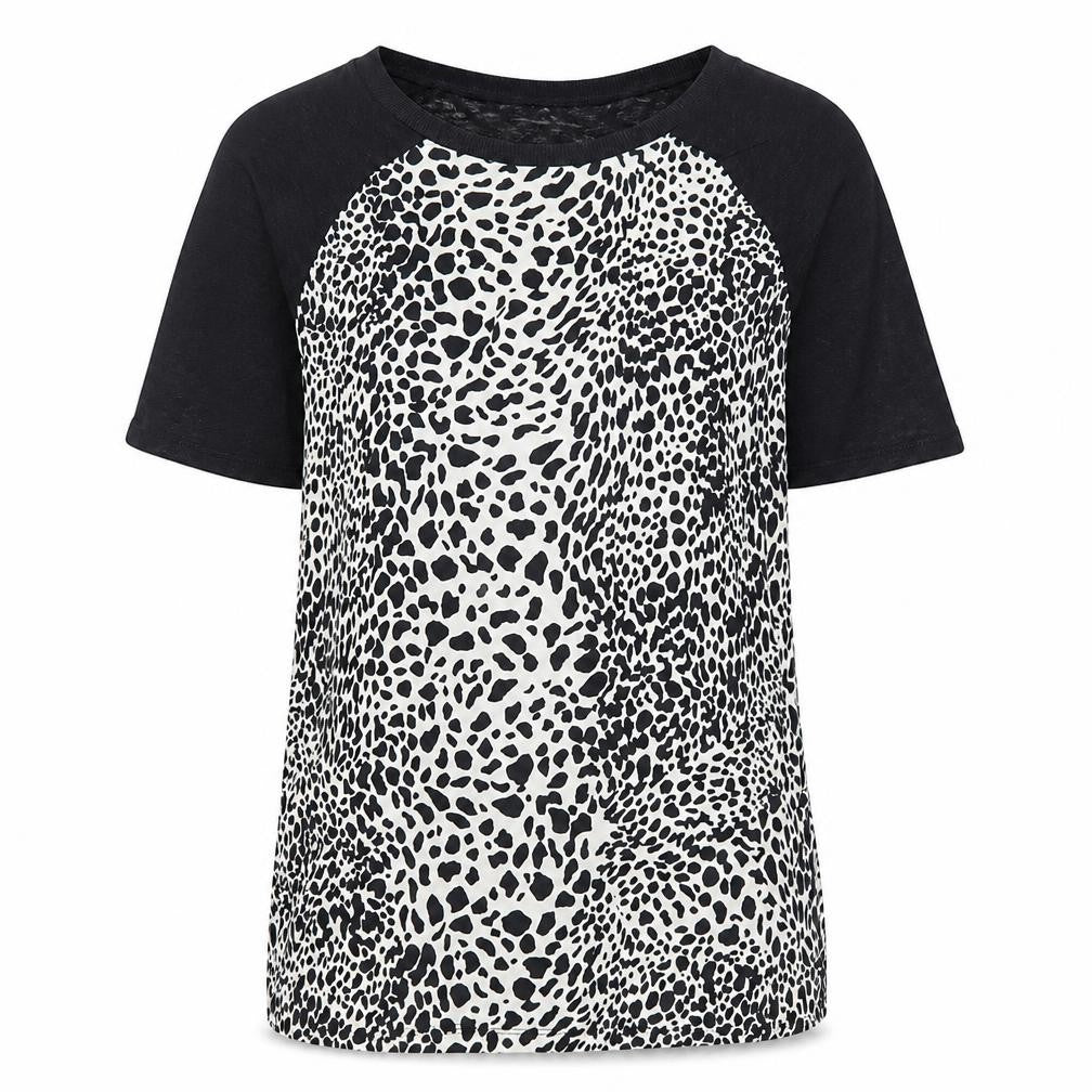 Zara Women’s Black Animal Print Linen T-Shirt Size 12