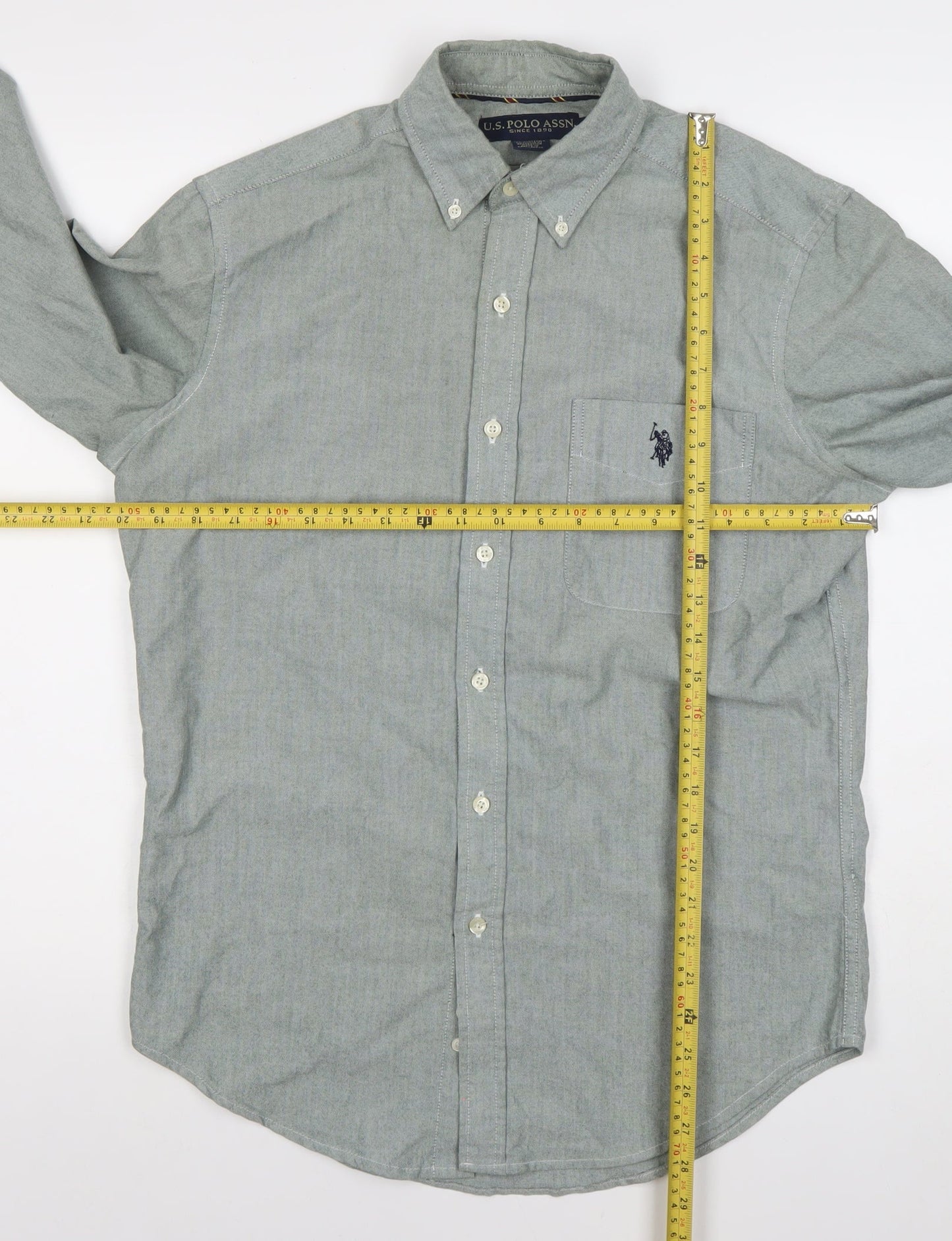 U.S. Polo Assn. Men's Grey Button-Down Long Sleeve Oxford Shirt Size S