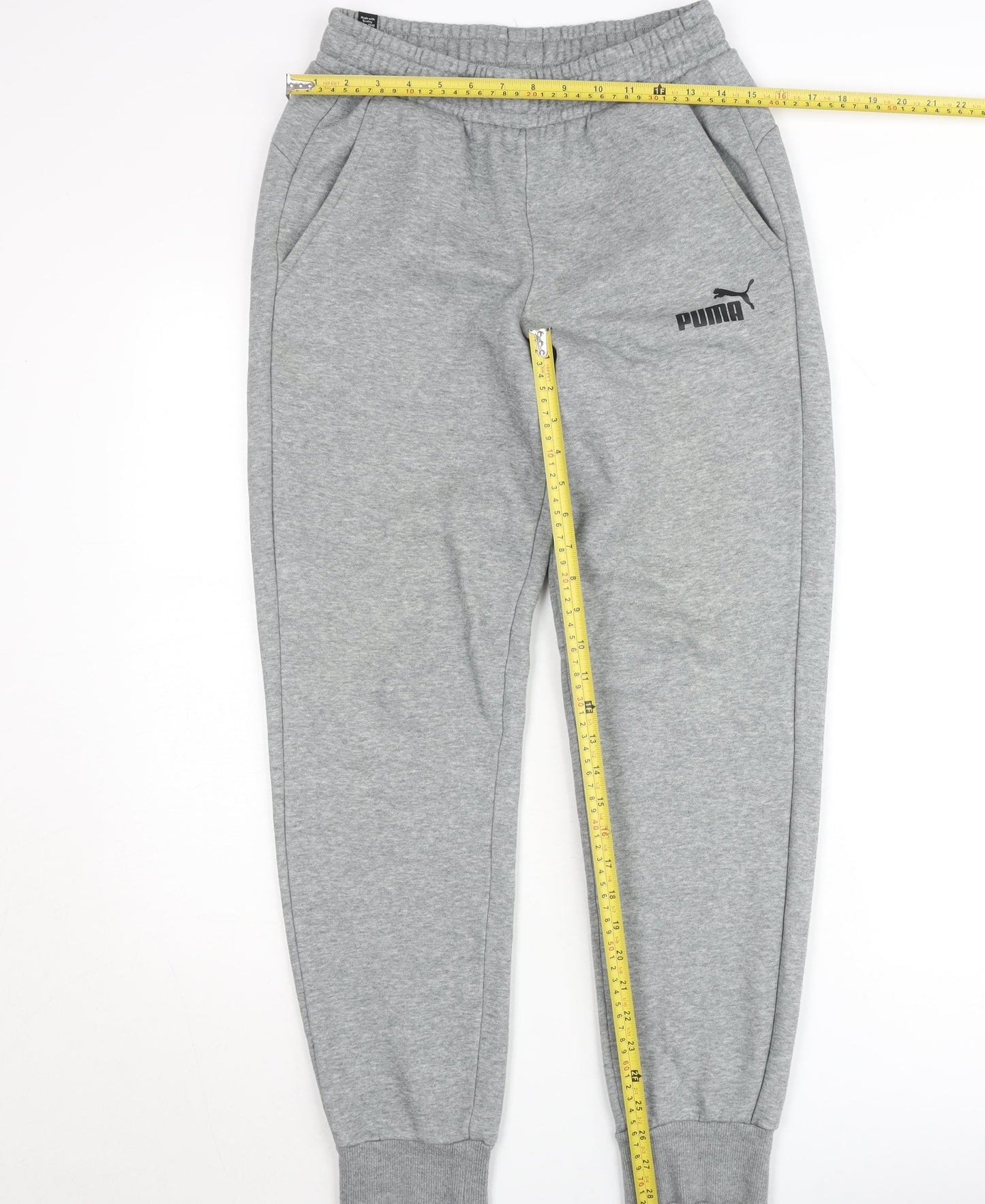 Puma Men Grey Small Jogger Trousers Fleece Elastic Waist