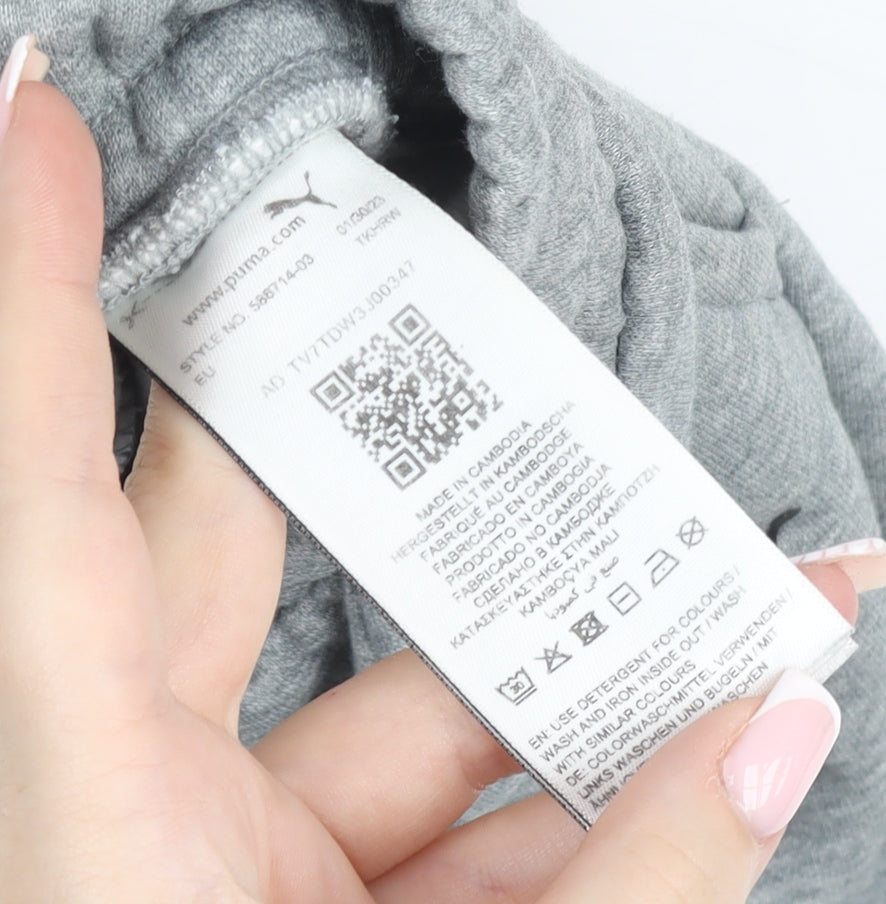 Puma Men Grey Small Jogger Trousers Fleece Elastic Waist