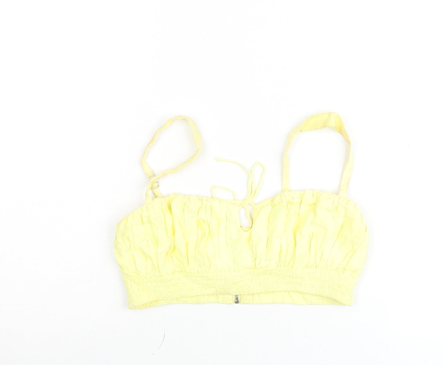Oh Polly Women’s Yellow Camisole Crop Top UK 10 Summer Zip Back