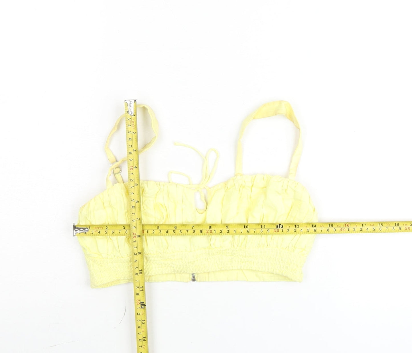 Oh Polly Women’s Yellow Camisole Crop Top UK 10 Summer Zip Back