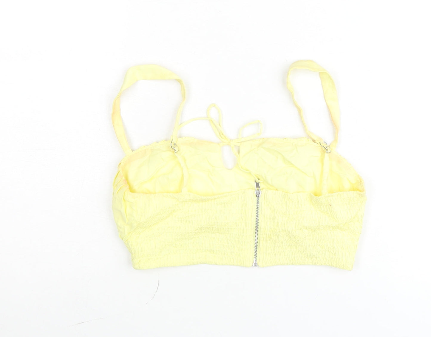 Oh Polly Women’s Yellow Camisole Crop Top UK 10 Summer Zip Back