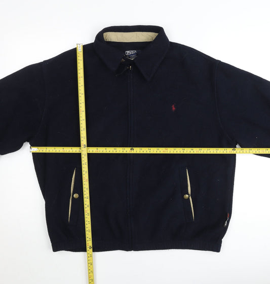 Ralph Lauren Men’s Blue Fleece Bomber Jacket Size L Full Zip Polo