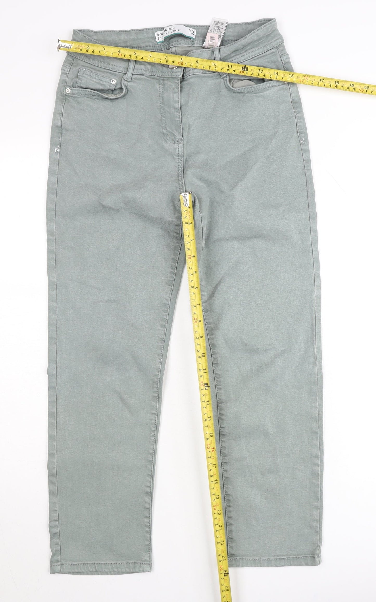 Soft Touch Women’s Green Straight Crop Jeans Size 12
