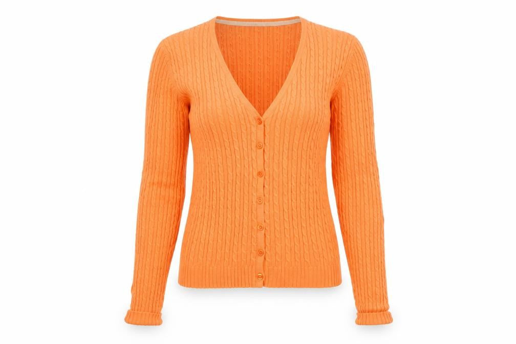 Barred's Sport Women's Orange Cable-Knit V-Neck Cardigan Size L