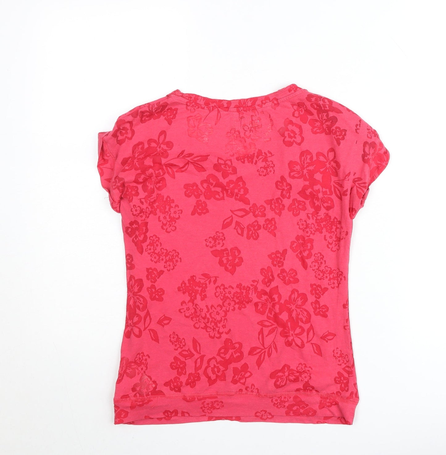 Faithful and True Women's Pink Floral Cotton T-Shirt Size 8