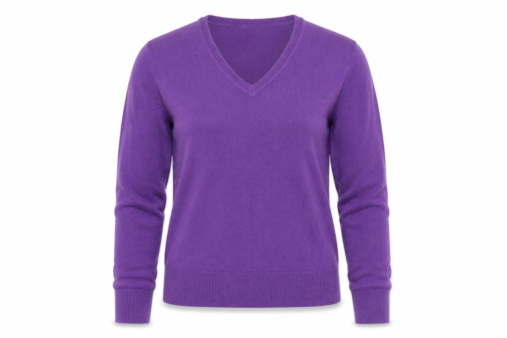 Dunnes Women's Purple V-Neck Cotton Jumper Size S