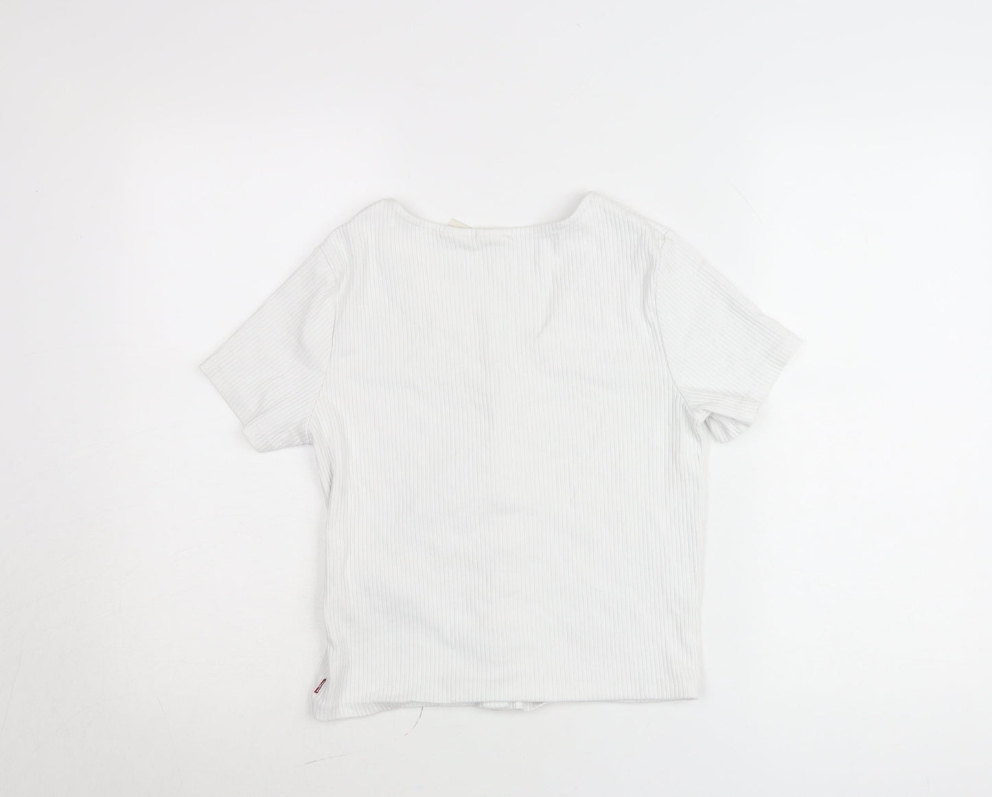 Levi's Women's White Button-Up Short Sleeve Cotton Top Size L