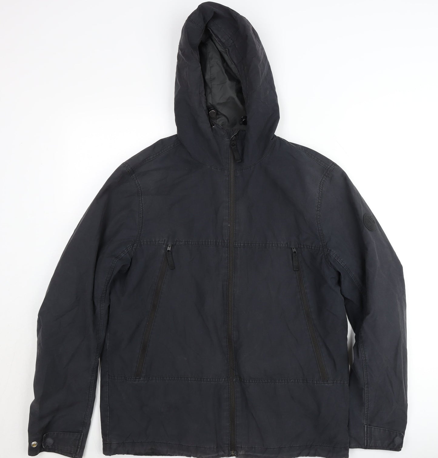 Timberland Men's Black Hooded Parka Jacket Size M Outdoor Full Zip