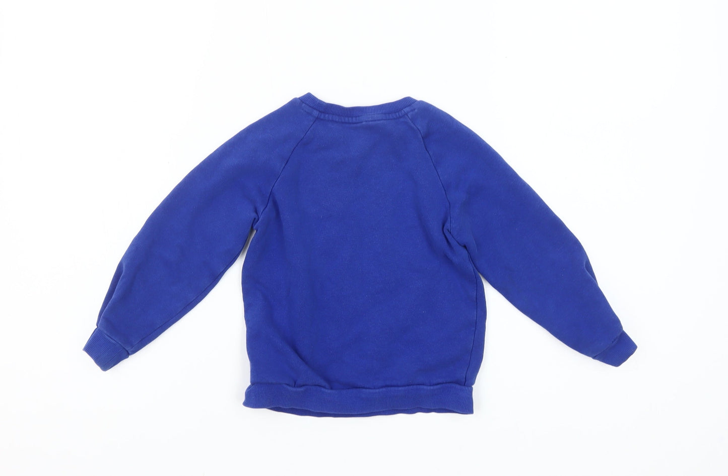Adidas Boys Blue Pullover Sweatshirt 2-3 Years Fleece Cotton Logo Top