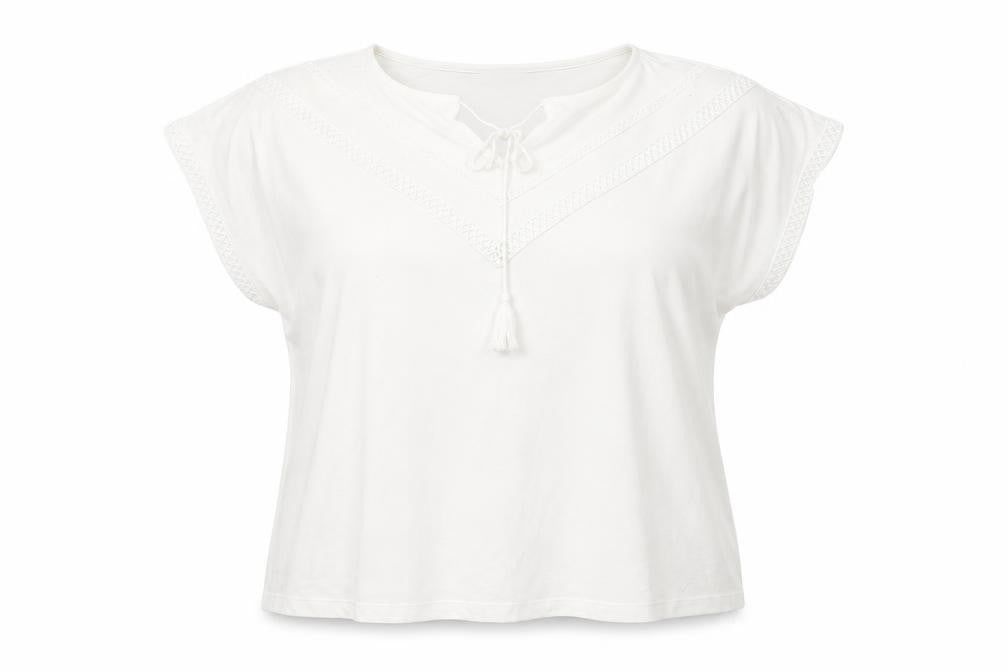 Front view of Gallery Women’s White XL Tunic Blouse with Tassel Tie Detail