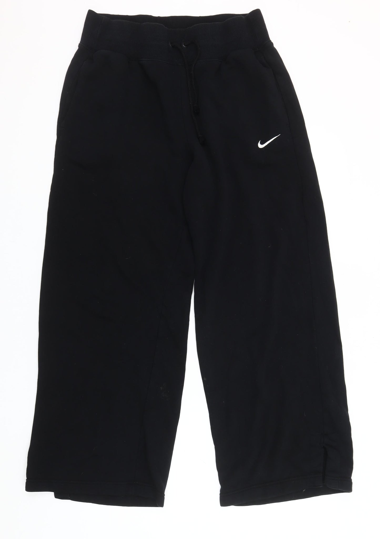 Nike Women's Black L Fleece Sweatpants with Logo and Drawstring Waist
