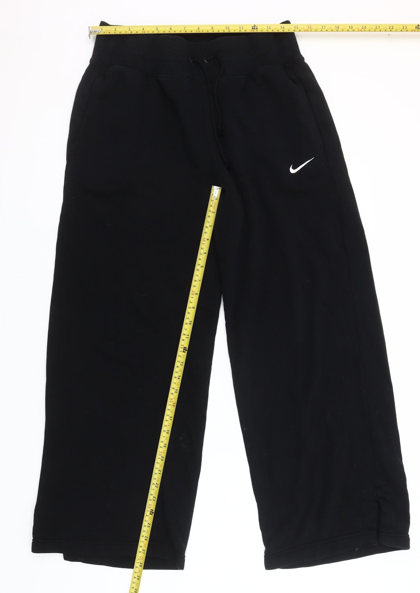 Nike Women's Black L Fleece Sweatpants with Logo and Drawstring Waist