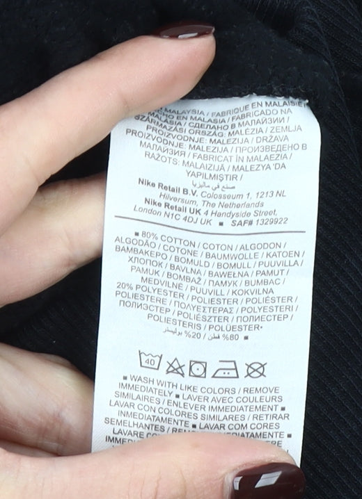 Nike Women's Black L Fleece Sweatpants with Logo and Drawstring Waist