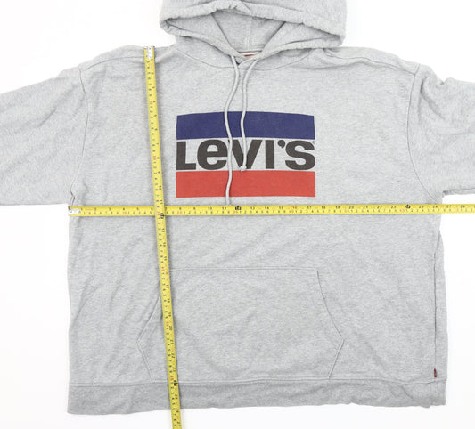 Levi's Mens Grey 3XL Pullover Hoodie Big Logo Cotton Sweatshirt