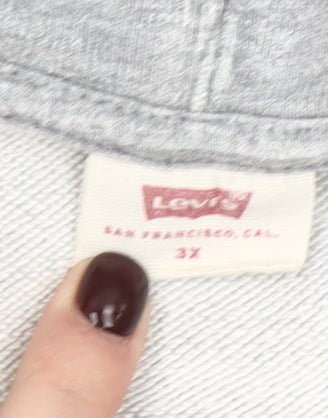 Levi's Mens Grey 3XL Pullover Hoodie Big Logo Cotton Sweatshirt