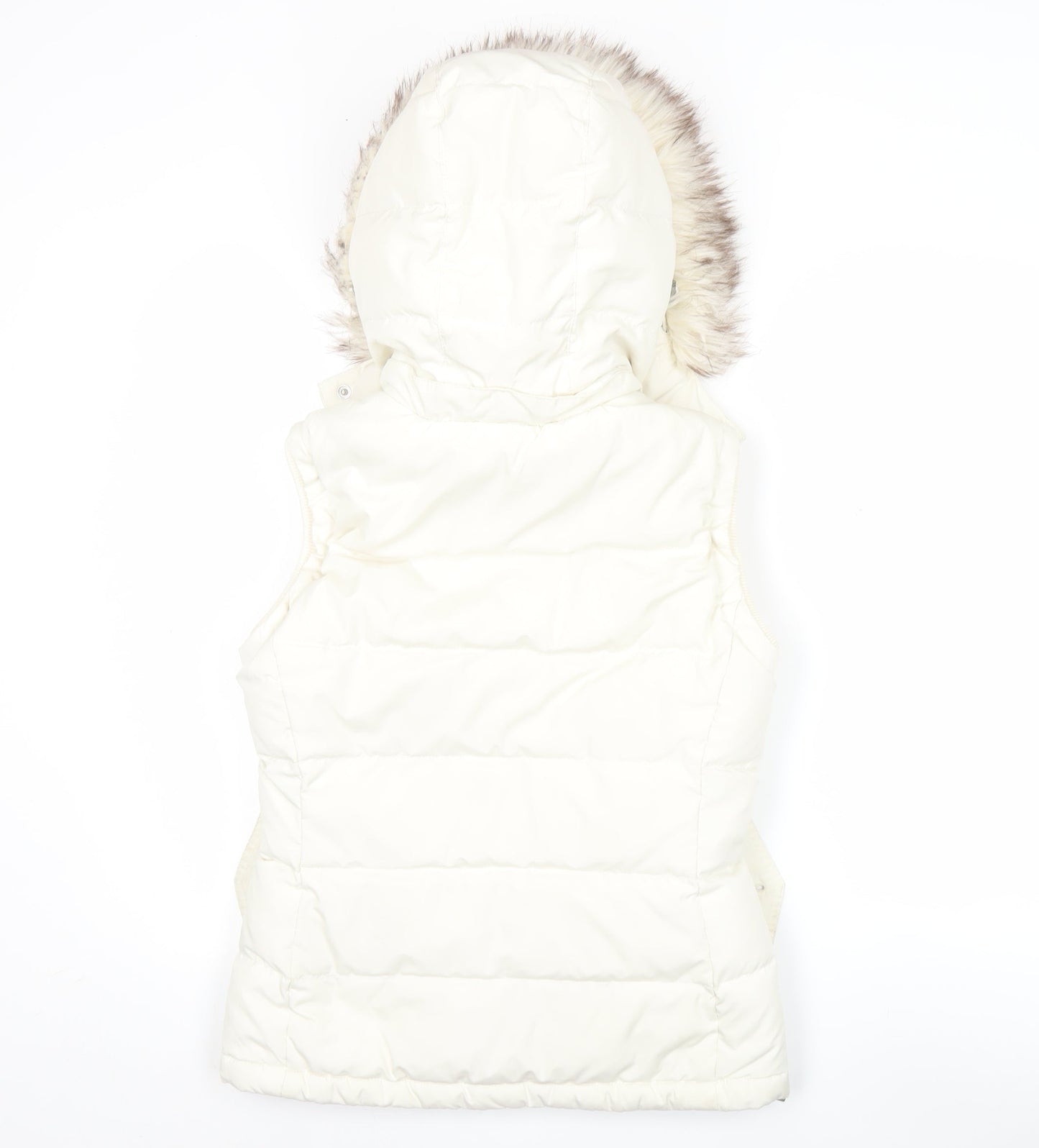 Jack Wills Womens Ivory Hooded Puffer Gilet Size 8 Winter Waistcoat