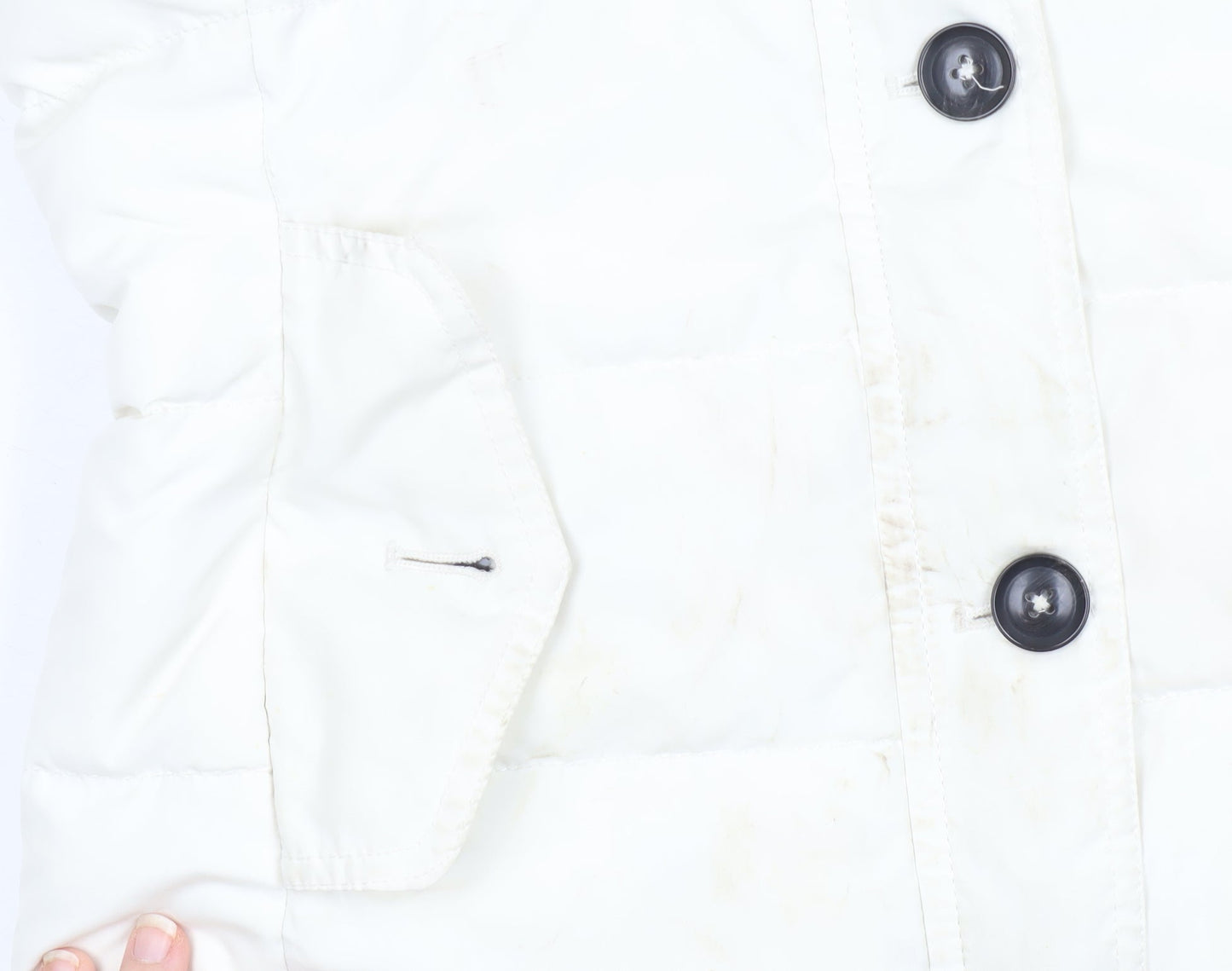 Jack Wills Womens Ivory Hooded Puffer Gilet Size 8 Winter Waistcoat